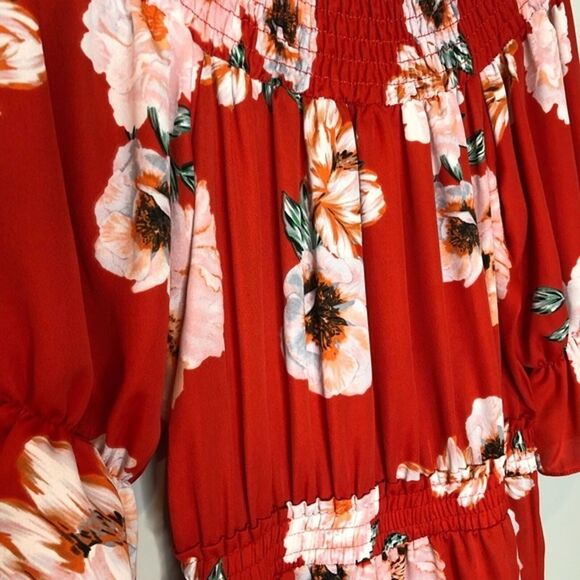 Misa Los Angeles Darla Poppy Floral Mini Dress Vacation Trip Tropical Poppy Red - Picture 6 of 13